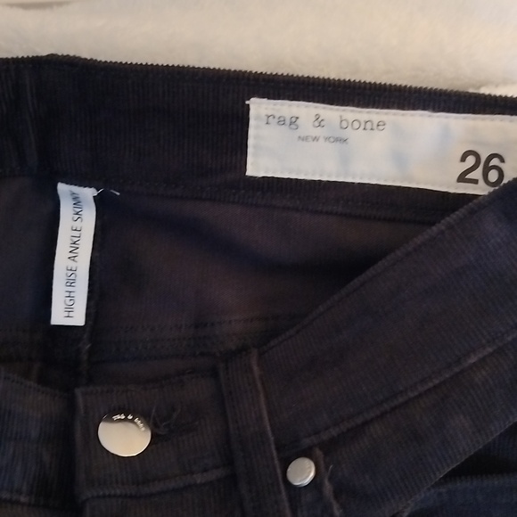 Rag & Bone High Rise Ankle Skinny Corduroy Pants Cropped Hem Women's 26 Read - Picture 2 of 7
